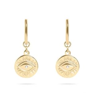 Evil Eye Charm Huggie Earrings – 18K PVD Gold 316L